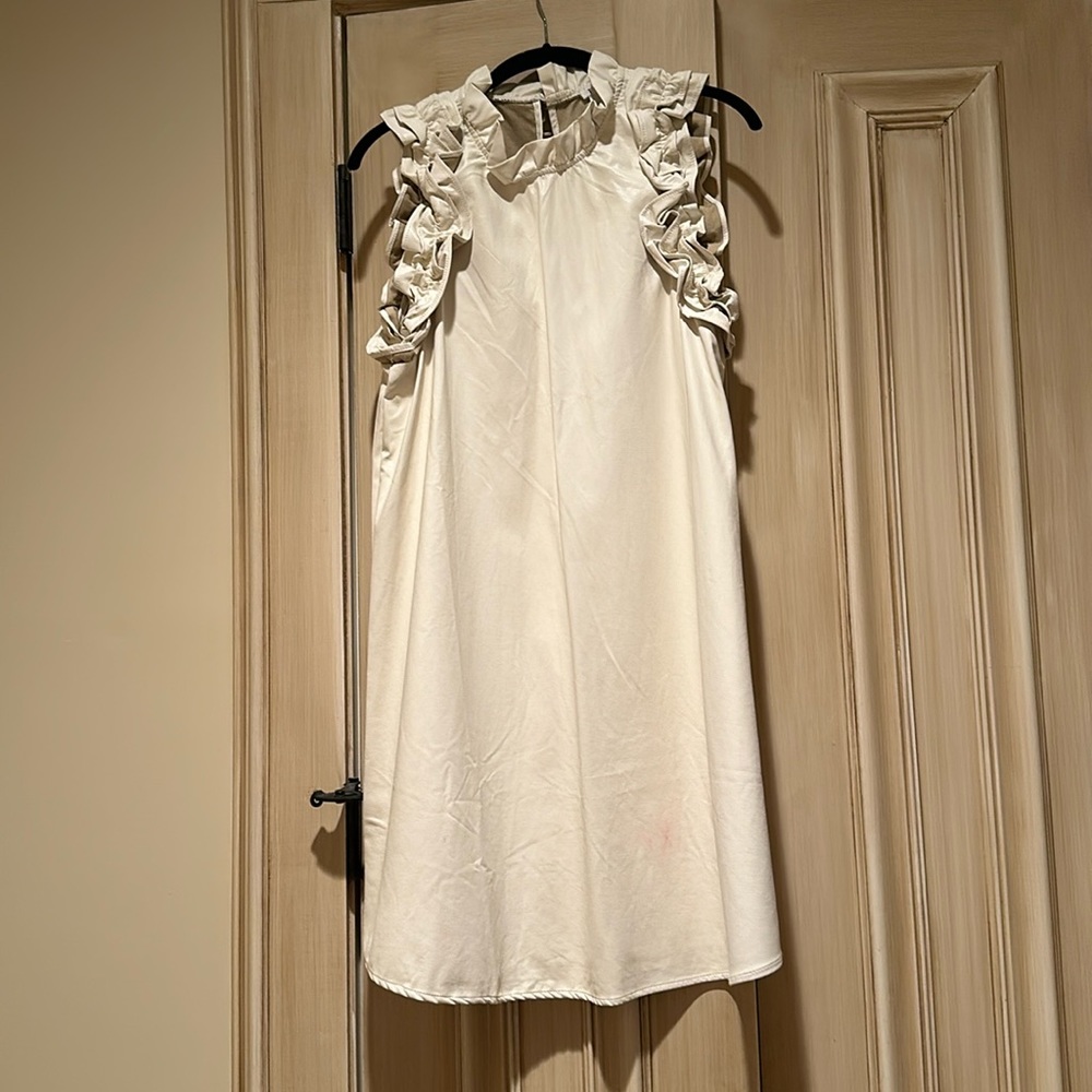 TCEC cream vegan leather mini dress